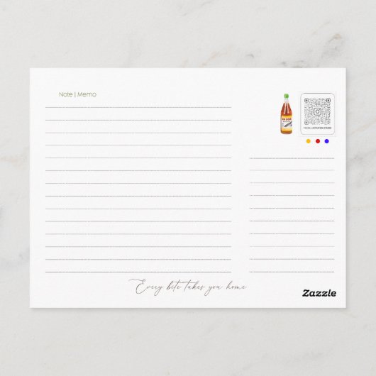 お米の日のカードを持って、米のプレートイラストレーション ポストカード (裏面)