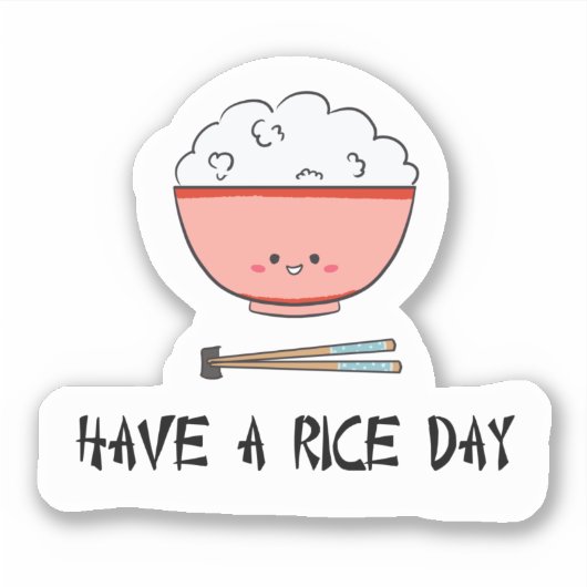 お米の日を過ごすかわいいアジアのフードプリンかわいい シール (正面)