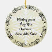 お米クリスマスおおもしろい寿司ユーモア セラミックオーナメント (裏面)