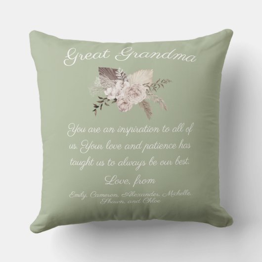お素晴らしばあちゃんメッセージBoho Bouquet クッション (裏面)