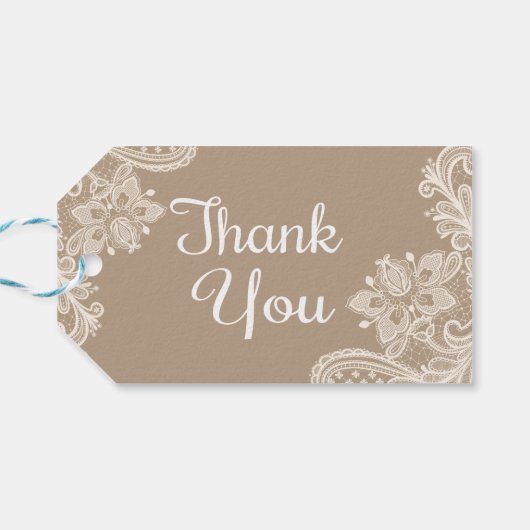 お素朴世話になっておりますブラウンホワイトレースギフトラベル ギフトタグ (裏面横)