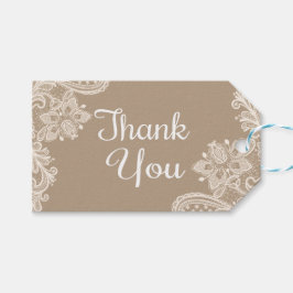 お素朴世話になっておりますブラウンホワイトレースギフトラベル ギフトタグ