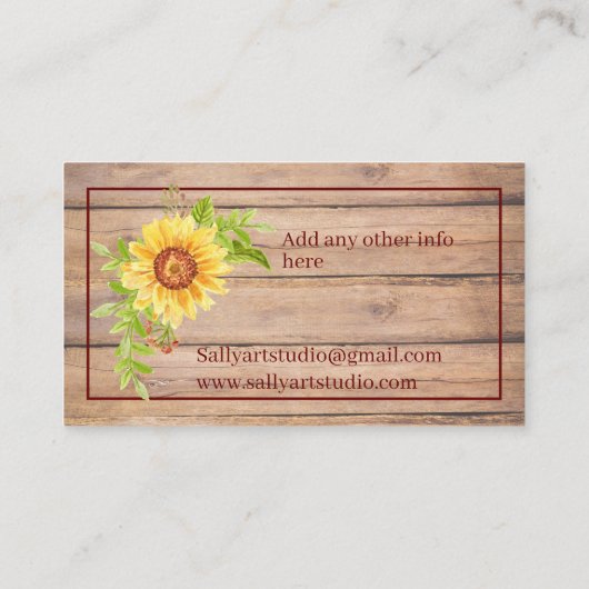 お素朴世話になっております黄色ひまわり 名刺 (裏面)