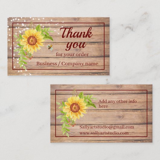 お素朴世話になっております黄色ひまわり 名刺 (正面/裏面)