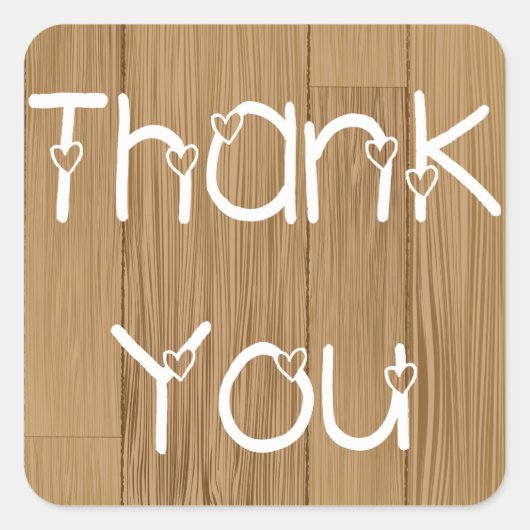 お素朴礼&ハート木製シール/ラベル スクエアシール (正面)