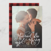 お結婚したよびシメリーックな手書き写真用プレード シーズンカード (正面/裏面)