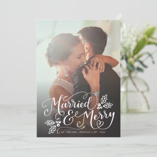 お結婚したよびシメリーックな手書き写真用プレード シーズンカード (スタンド正面)