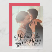 お結婚したよびシメリーックな手書き写真白 シーズンカード (正面/裏面)