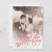 お結婚したよびシメリーックな手書き写真赤 シーズンカード (正面)