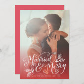 お結婚したよびシメリーックな手書き写真赤 シーズンカード (正面/裏面)