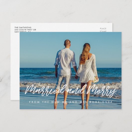 お結婚したモダンメリー連の休日の写真 ポストカード (正面/裏面)