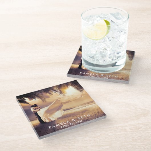 お結婚客様の写真 ガラスコースター (アングル)