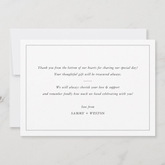 お結婚礼のシンプルオーバーレイエレガント サンキューカード (裏面)