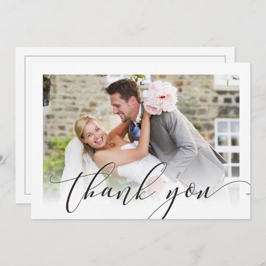 お結婚礼のシンプルオーバーレイエレガント サンキューカード (正面/裏面)