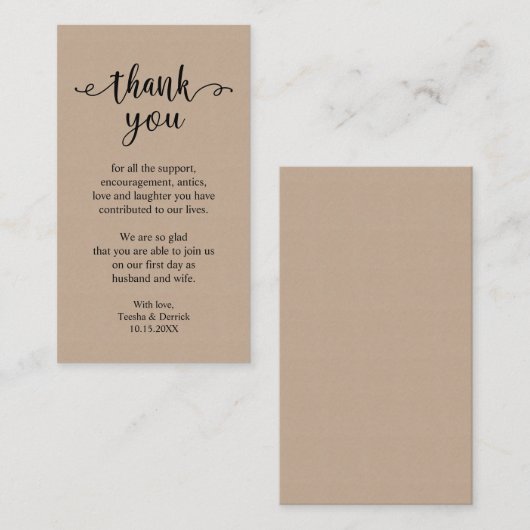 お結婚礼を申し上げモダン素朴たブラウン エンクロージャーカード (正面/裏面)