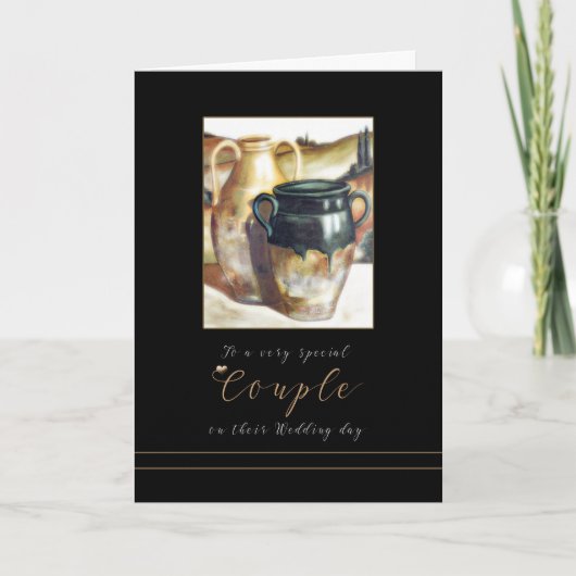 お結婚祝い絵を描の陶器のカード カード (正面)