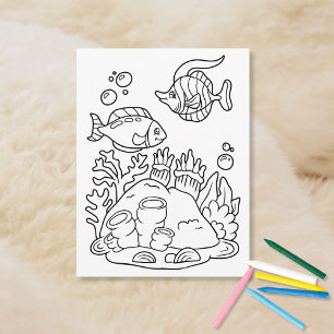 お絵かきアクティビティー 魚2匹とサンゴ