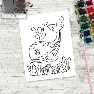 お絵かきクジラ 子供用アクティビティカード ポストカード