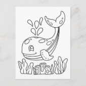 お絵かきクジラ | 子供用アクティビティカード ポストカード (正面)