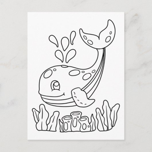 お絵かきクジラ | 子供用アクティビティカード ポストカード (正面)