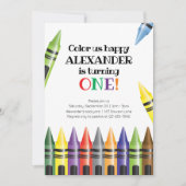 お絵かき1歳誕生日招待状 招待状 (正面)