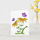 お絵かき 花 虫 汎用デザイン カード (黄色い花)