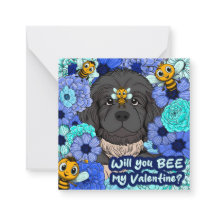 お絵描きできる子供向けのバレンタインカード　ハチと犬の子