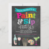 お絵描き&ワイン パーティーの招待状 招待状 (正面)