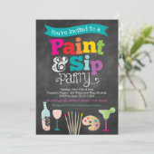 お絵描き&ワイン パーティーの招待状 招待状 (スタンド正面)