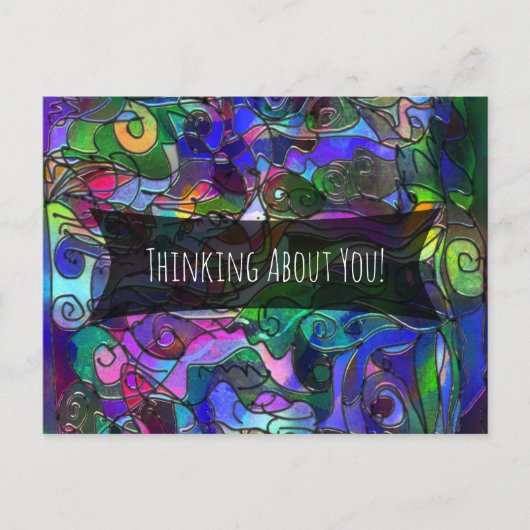 お考える前だ！色数々の付きデジタルアート ポストカード (正面)