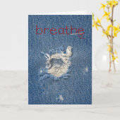 お考える前のすり減ったブルー·ジャン·ホール カード (黄色い花)