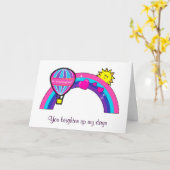 『お考える孫娘の風船と虹』 カード (黄色い花)