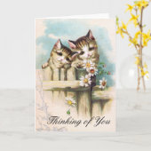 お考える宅の可愛い子猫2匹 カード (黄色い花)