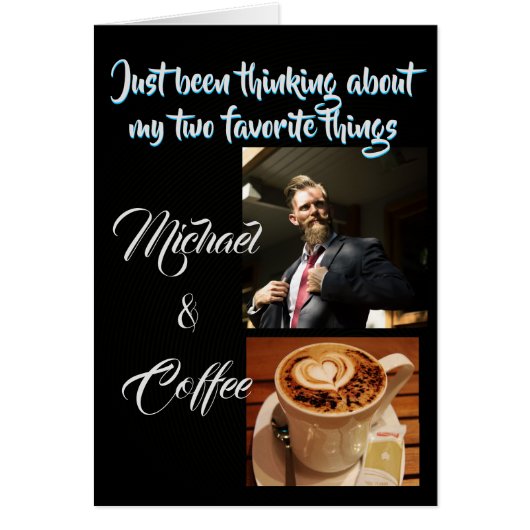 お考える客様の個人写真ブラックおもしろいカード (正面)