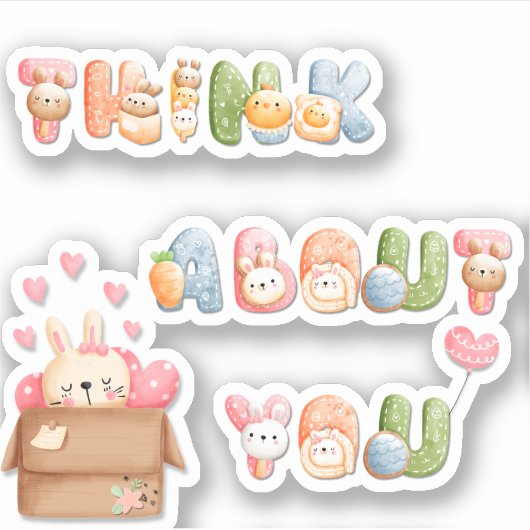 お考え前について |かわいいバレンタインのステッカー シール (正面)