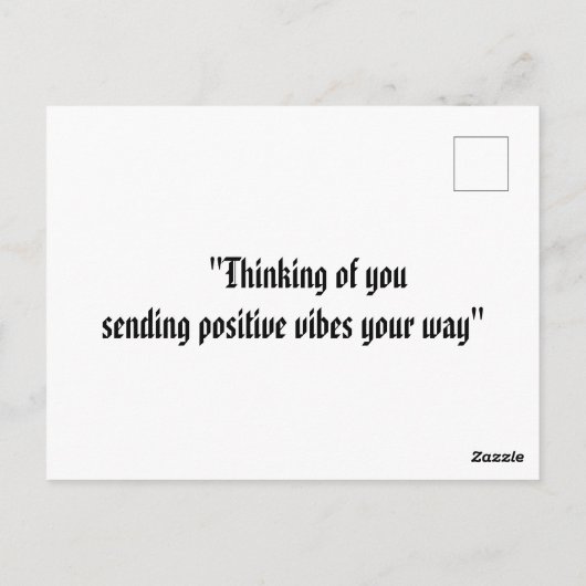 「お考え前の方へ – お前の方へ向前向きかって様子を送れ」 ポストカード (裏面)