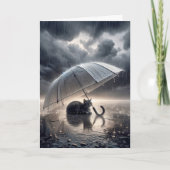 お考え前の猫の傘 カード (正面)