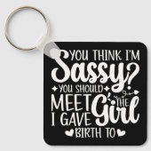 お考え母さんに会うのはすごおもしろいいクール キーホルダー (正面)