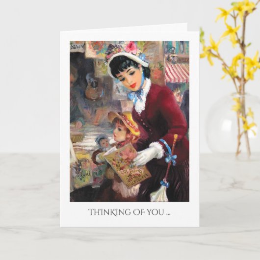 お考え母さんの日のヴィンテージアート カード (黄色い花)