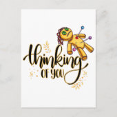 お考え笑いハロウィーンブードゥー人形 ポストカード (正面)