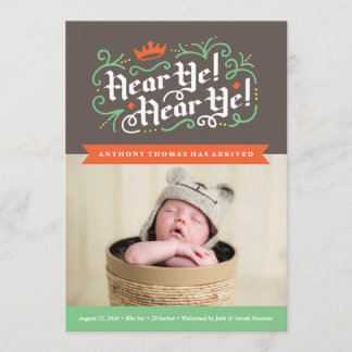 お聞きください！お聞きください！チャコールでの出産発表 案内状