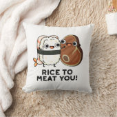 お肉にお米すしおもしろいステーキパン クッション (ブランケット)