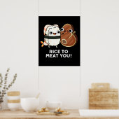 お肉にお米すしおもしろいステーキプンダーク ポスター (キッチン)