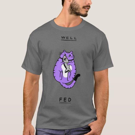 お腹いっぱいの猫 Tシャツ (正面)