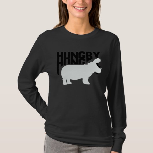 お腹がすいたカバのTシャツ 面白い かわいいカバ Tシャツ (正面)