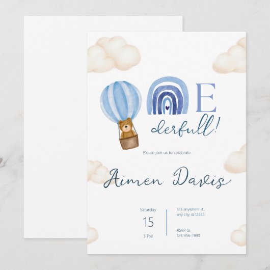 お腹が空いた！誕生日 招待状 (正面/裏面)