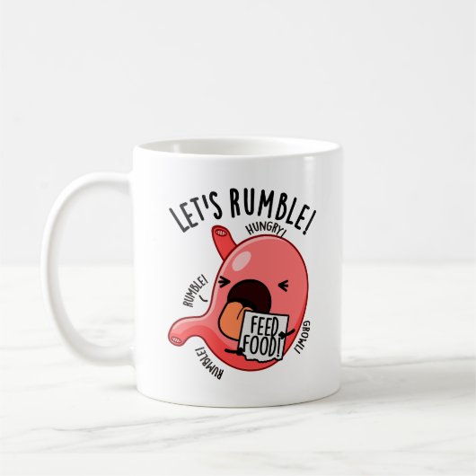 お腹が鳴る面白いダジャレ Let's Rumble コーヒーマグカップ (左)
