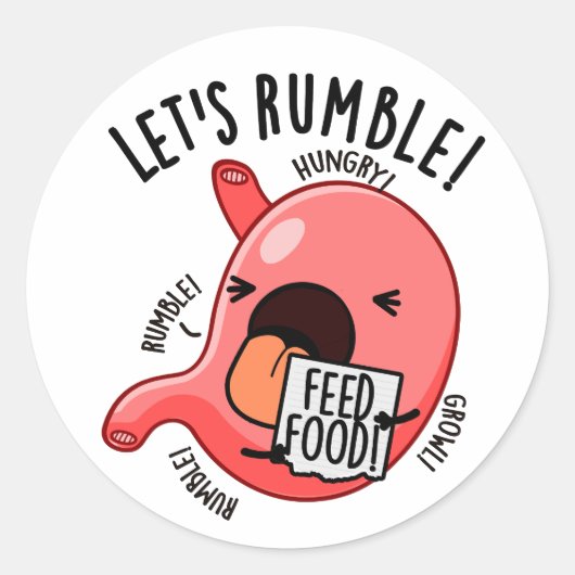 お腹が鳴る面白いダジャレ Let's Rumble ラウンドシール (正面)