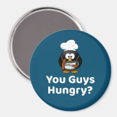 お腹すいた?グリリングおもしろいパーティーペンギン マグネット (正面/裏面)