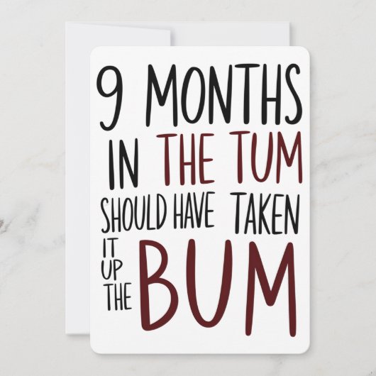 お腹の中で9ヶ月も育てたのにケツの穴も知らないなんて笑える 招待状 (正面)